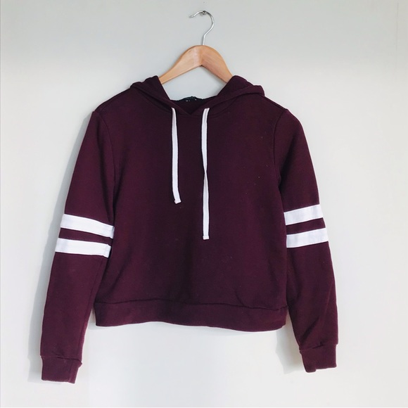 Forever 21 XXI Maroon Varsity Hoodie Sweatshirt Size S - Picture 4 of 6